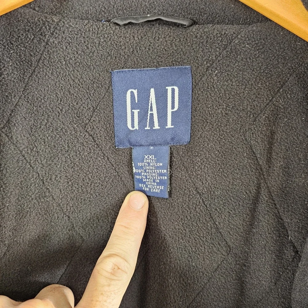 Vintage GAP Vest Mens XXL Black Fleece Lined‎ Utility Multi Pocket Full Zip
